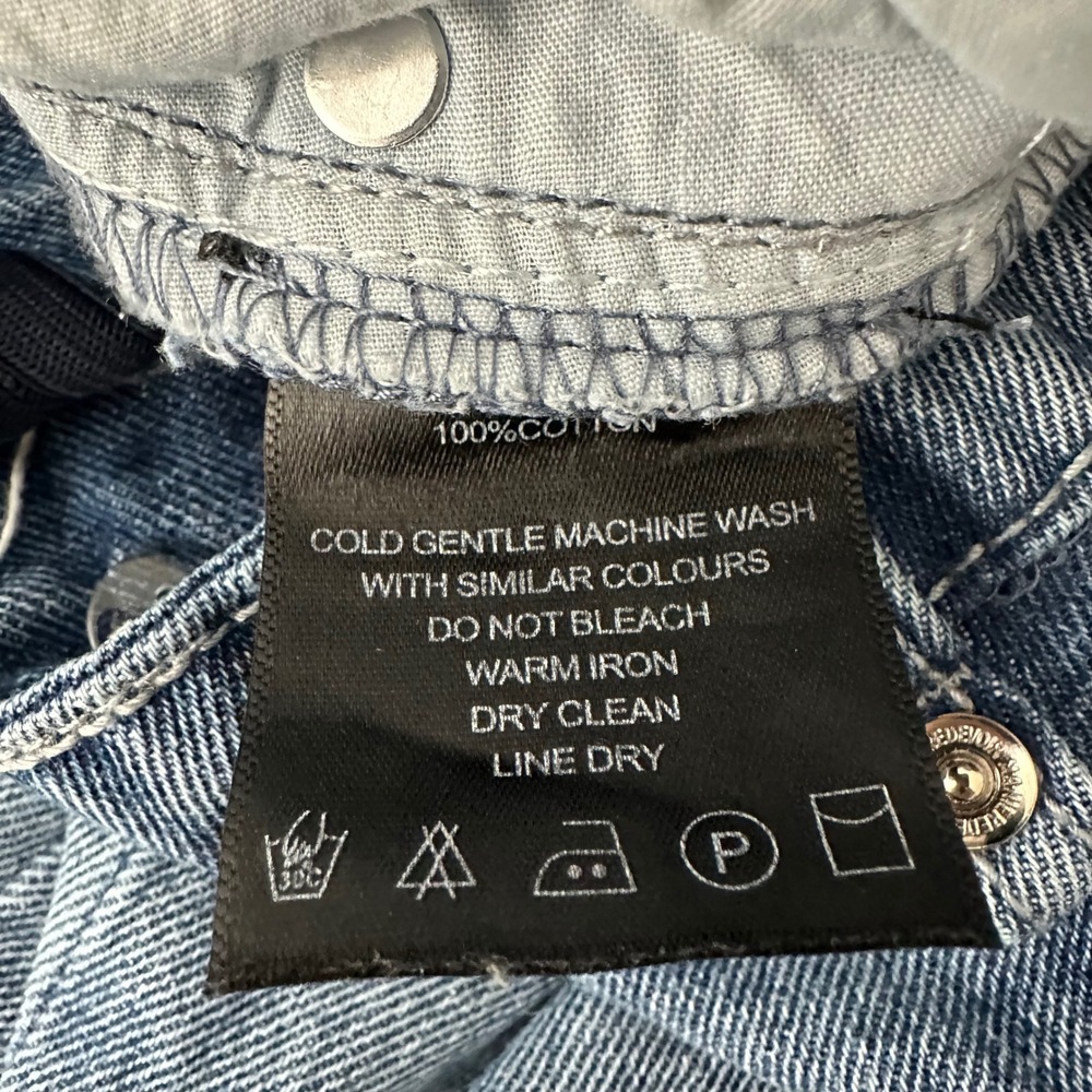 Maniere De Voir Line Art Mom Jeans Blue Embroidered Face Denim Pants Size 6 - Picture 11 of 14